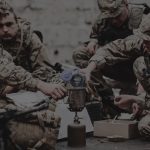 soldiers team eating on the battlefield